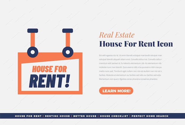 Real Estate House For Rent Icon or Home Property and Housing Building icon design