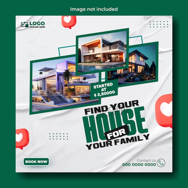 Vector real estate house sale ads post template design