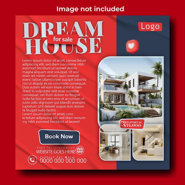 부동산 집 판매 광고 소셜 미디어 포스트 템플릿 디자인