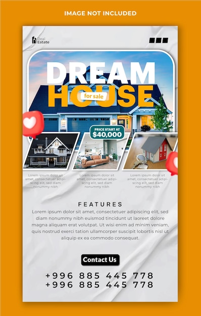 Vector real estate house sale ads story template design