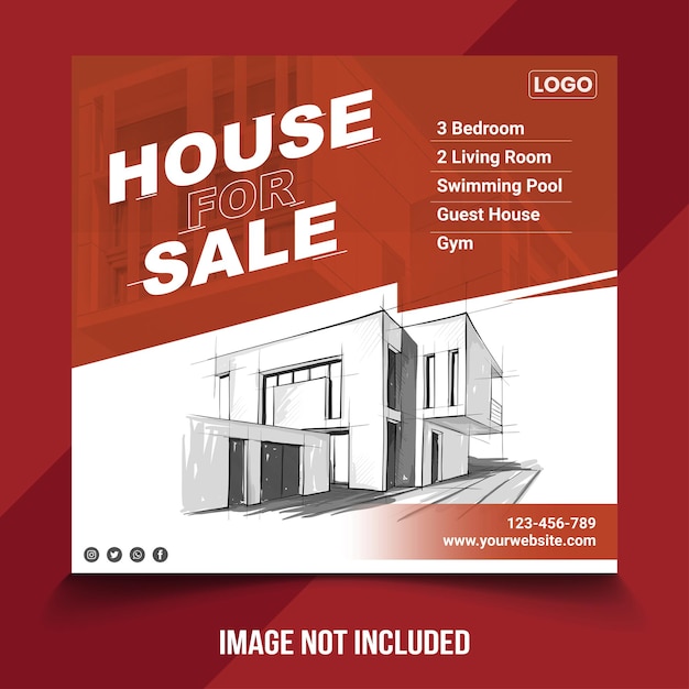 Real estate house sale banner and social media post