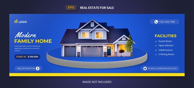 Real estate house for sale banner template