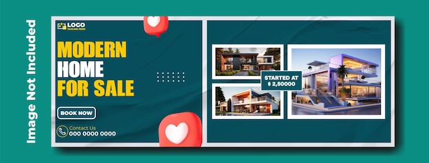 Real estate house sale cover template design