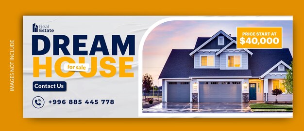 Vector real estate house sale cover template design