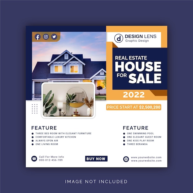 Real Estate House For Sale Elegant Home Unique Concept Social Media Post Instagram Banner Template