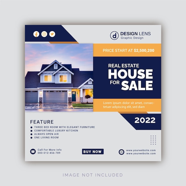 Casa immobiliare in vendita casa elegante concetto unico modello di banner instagram per post sui social media