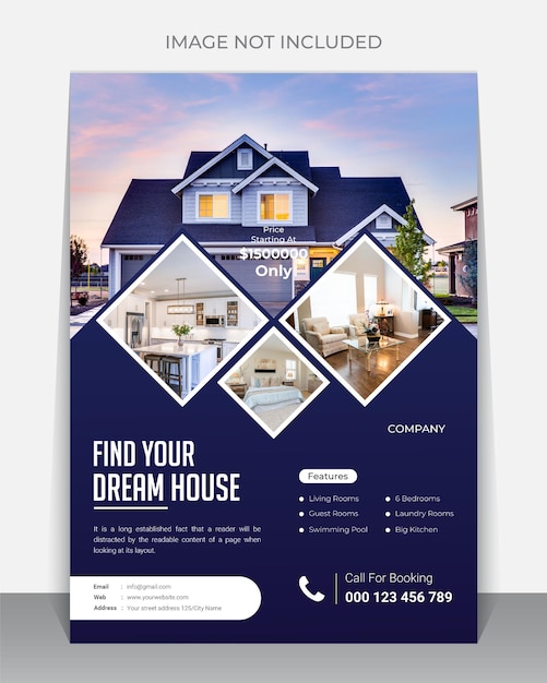 Vector real estate house sale flyer design