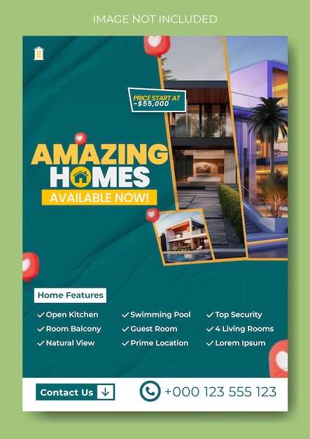 Real estate house sale flyer template design