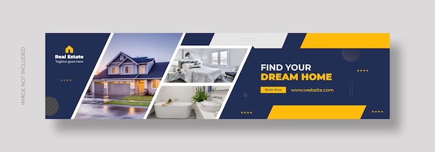 Vector real estate house sale and home rent advertising linkedin banner template