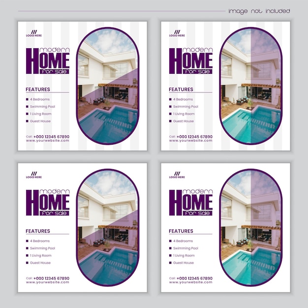 Vector real estate house for sale instagram post or social media banner design template