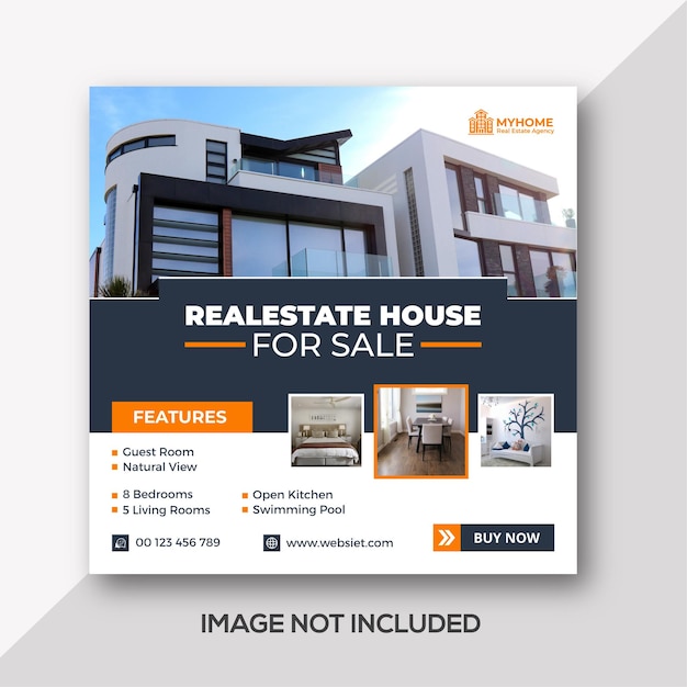 Real estate house sale instagram post or social media banner template