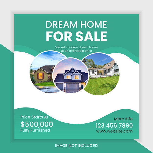 Real estate house sale social media banner or instagram post template premium vector