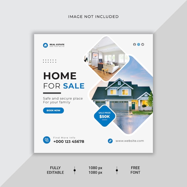 Real estate house sale social media banner or instagram post template