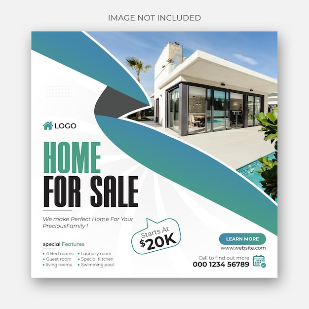 Vector real estate house for sale social media banner template
