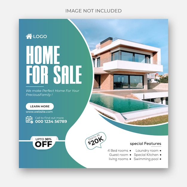 Real estate house for sale social media banner template