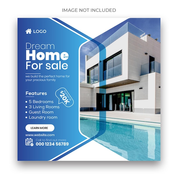 Real estate house for sale social media banner template