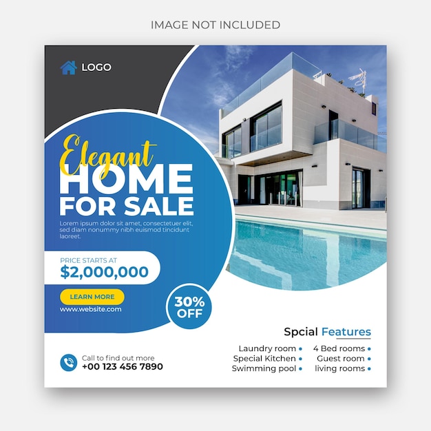 Real estate house for sale social media banner template