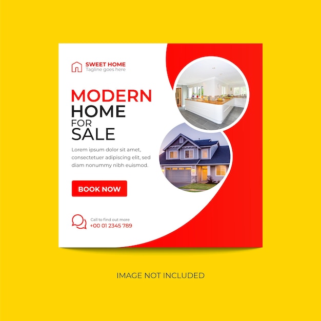 Vector real estate house sale social media instagram post or square flyer template