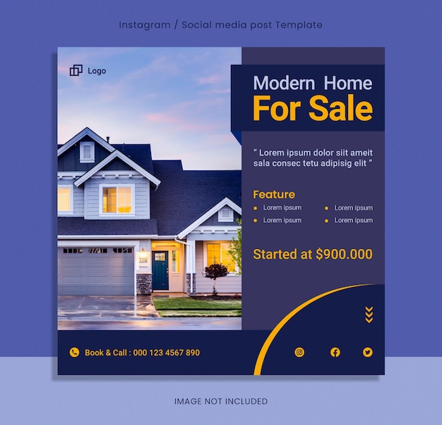 不動産住宅販売ソーシャルメディアInstagramの投稿またはWebバナーテンプレート