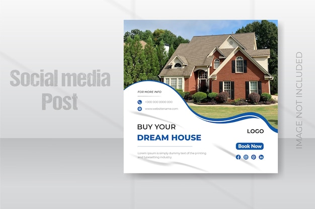 Vector real estate house sale social media post design