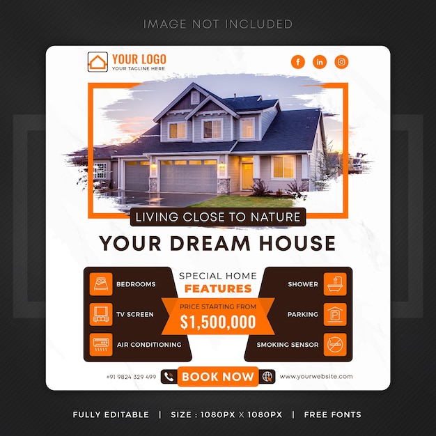 Vector real estate house sale social media post or square banner template