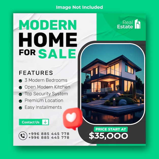 Real estate house sale social media post template design