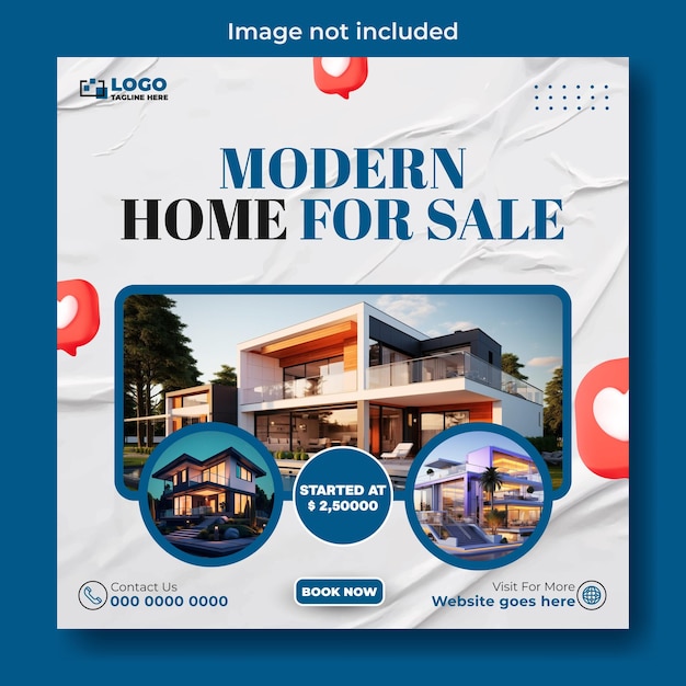 Real estate house sale social media post template design