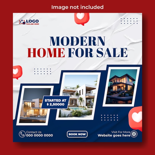 Real estate house sale social media post template design