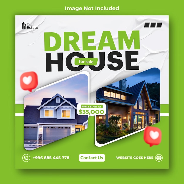 Real estate house sale social media post template design