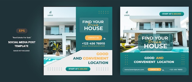 Real estate house for sale social media post templates