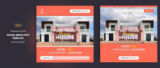 Real estate house for sale social media post templates
