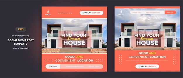 소셜 미디어 게시물 템플릿 판매를 위한 부동산 집