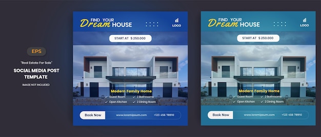 Real estate house for sale social media post templates