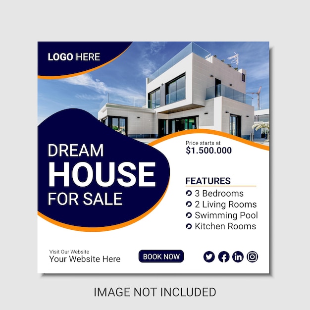 Real estate house sale social media template or instragram post design