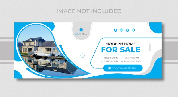 Banner web di vendita di case immobiliari o modello di copertina di facebook