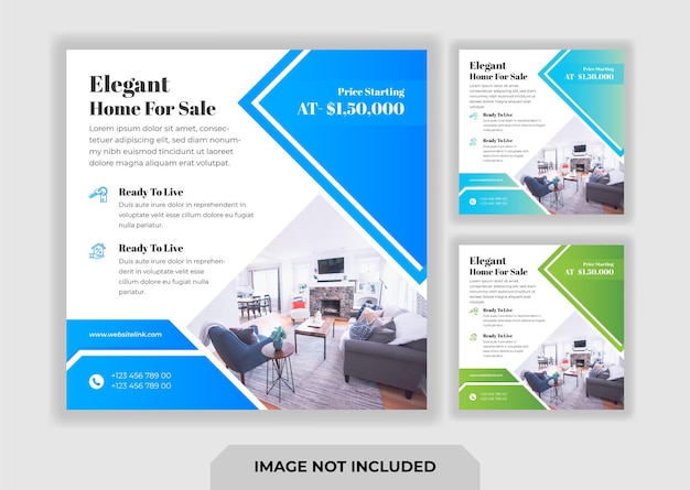 벡터 부동산 집 판매 소셜 미디어 홍보 포스터 디자인