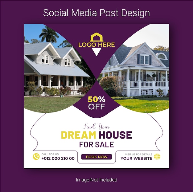 Vector real estate house social media banner or instagram post design template