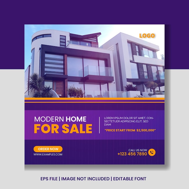 Real estate house social media and instagram post banner template