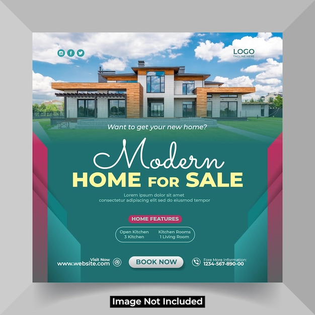 Vector real estate house social media or instagram post banner template