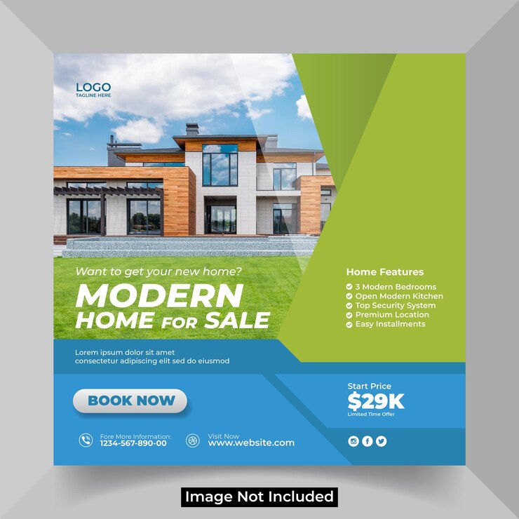 Real estate house social media or instagram post banner template