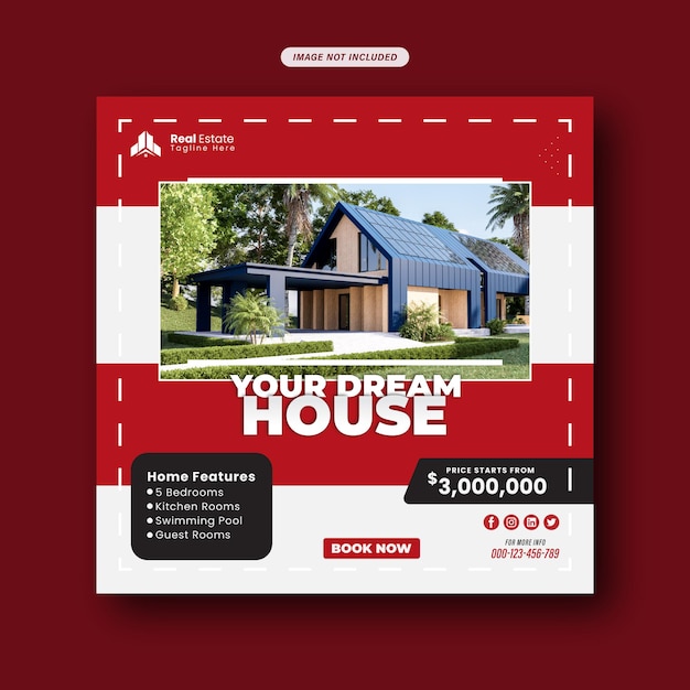 Vector real estate house social media instagram post template design