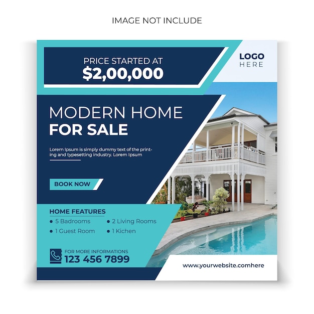 Real estate house social media instagram post or web banner template