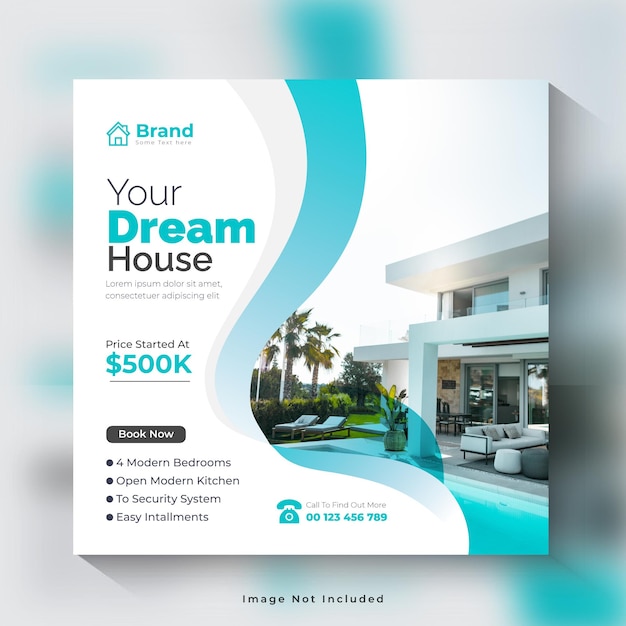 Vector real estate house social media instagram post or web banner template
