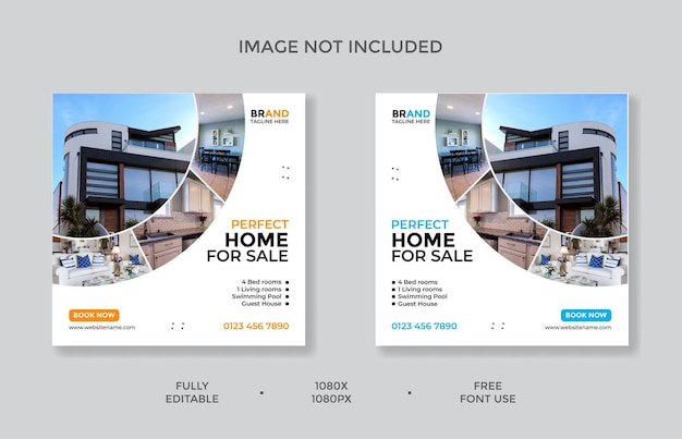 Real estate house social media Instagram post or web banner template