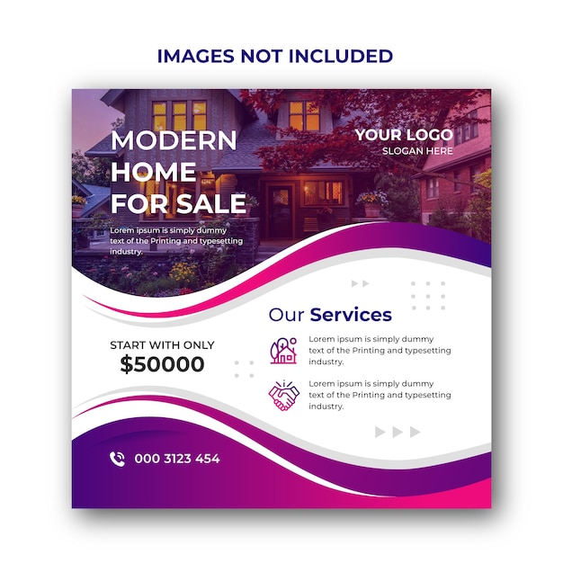 Real estate house social media post and banner template design.