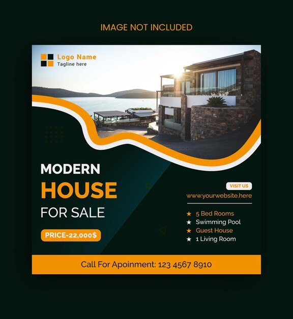 Real estate house social media post banner template vector