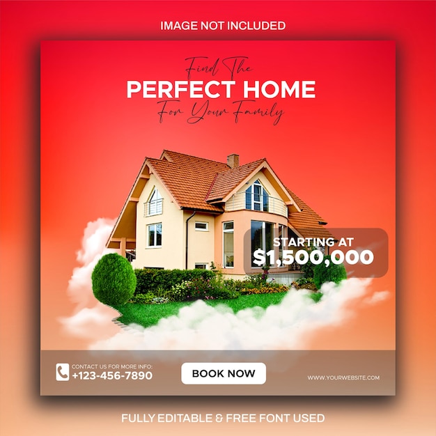 Real estate house social media post banner template