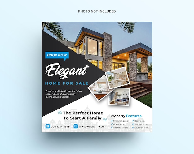 Real estate house social media post or banner template