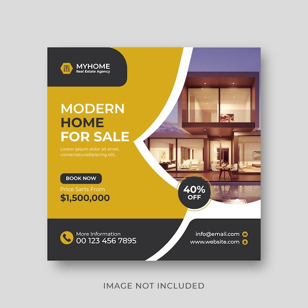 Real estate house social media post flyer or square banner template