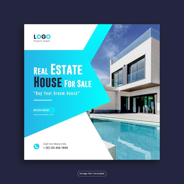 Real estate house social media post or home sale square banner template premium vector